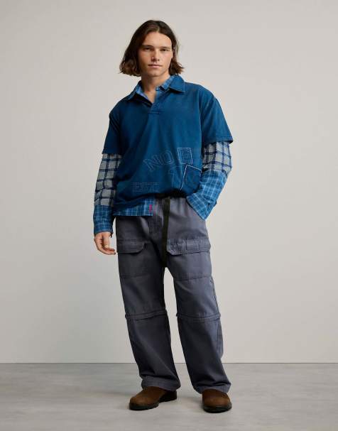 Desigual - T-shirt met polo-detail in blauw - view 1