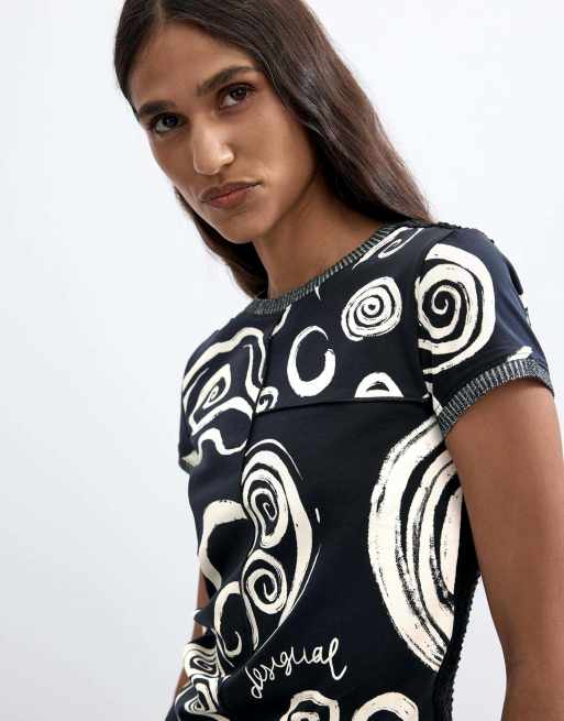 Desigual T-shirt met print 100% katoen in zwart, 2 van 4