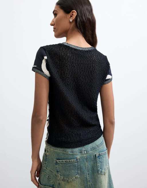 Desigual T-shirt met print 100% katoen in zwart, 4 van 4