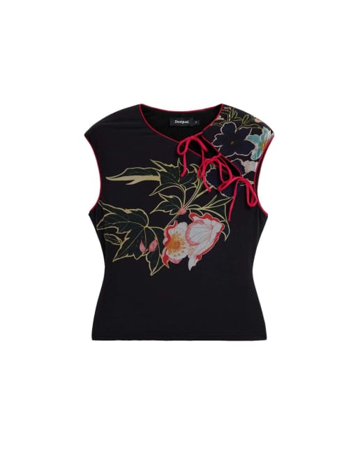 Desigual T-shirt met print in zwart, 4 van 4