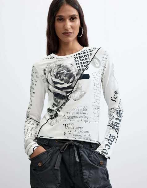 Desigual T-Shirt mit Print aus 100 % Baumwolle in Weiß - view 1