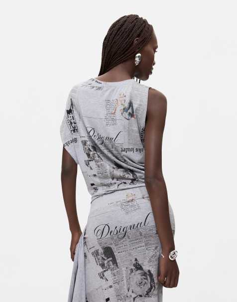 Desigual T-Shirt mit Print aus Baumwolle in Grau - view 1