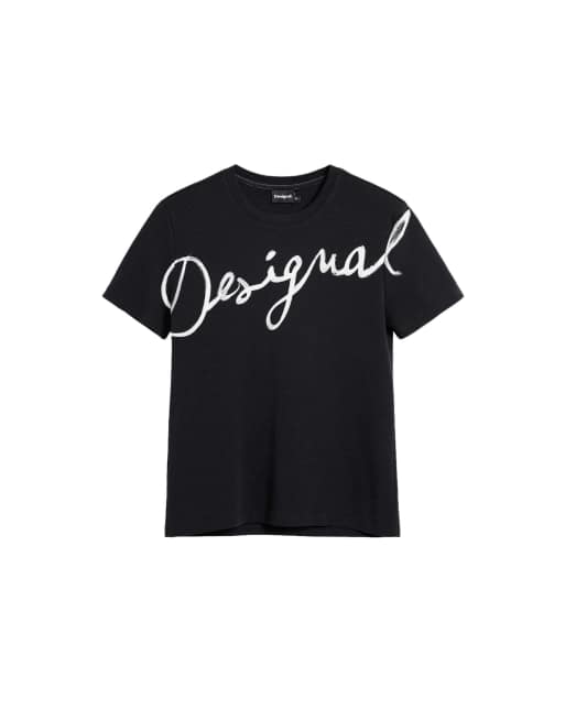 Desigual - T-shirt nera con logo, 4 di 4