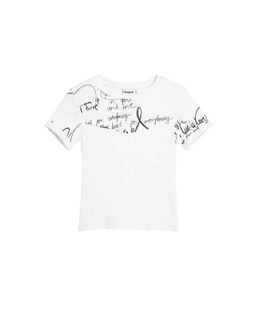 Desigual T-shirt rib lettering in white, 4 of 4