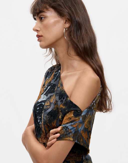 Desigual top asimétrico afelpado en azul, 2 de 4