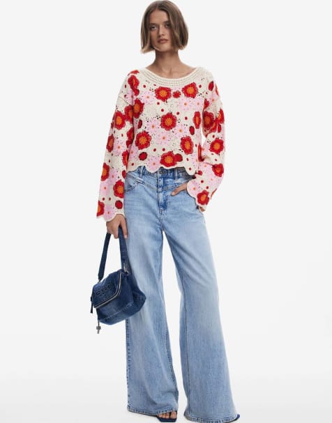 Desigual - Top au crochet - Blanc et multicolore - view 1