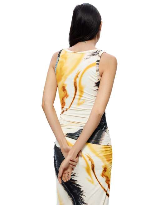 Desigual - Top met bandjes en print in geel, 2 van 4