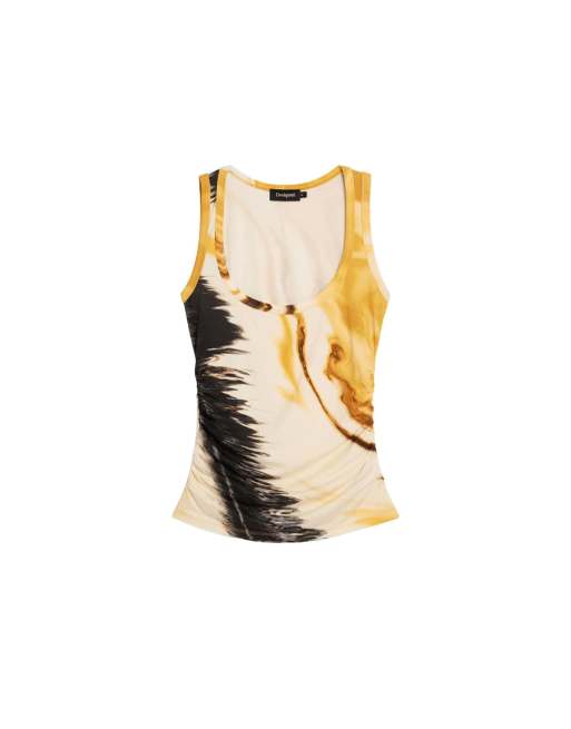 Desigual - Top met bandjes en print in geel, 4 van 4