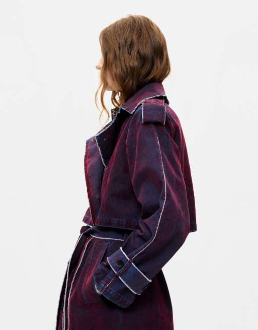 Desigual trenchcoat 100% katoen in bordeauxrood, 2 van 3