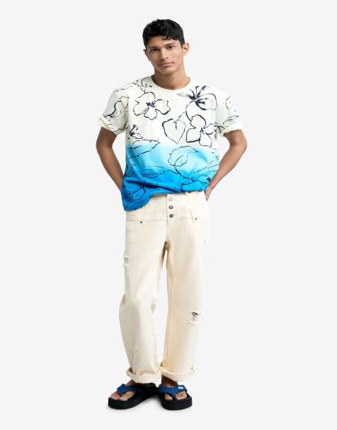 Desigual Tropical gradient t-shirt in white - CREAM - view 1
