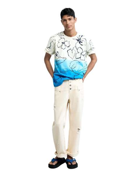 Desigual Tropical gradient t-shirt in white - CREAM