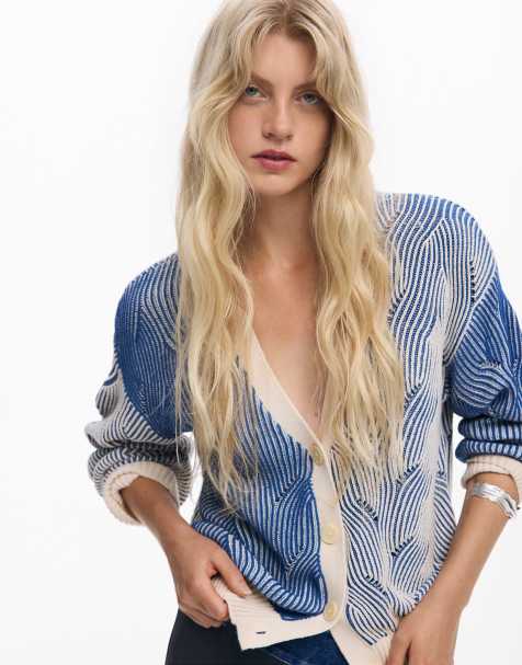 Desigual Two-tone knit cardigan in blue - view 1