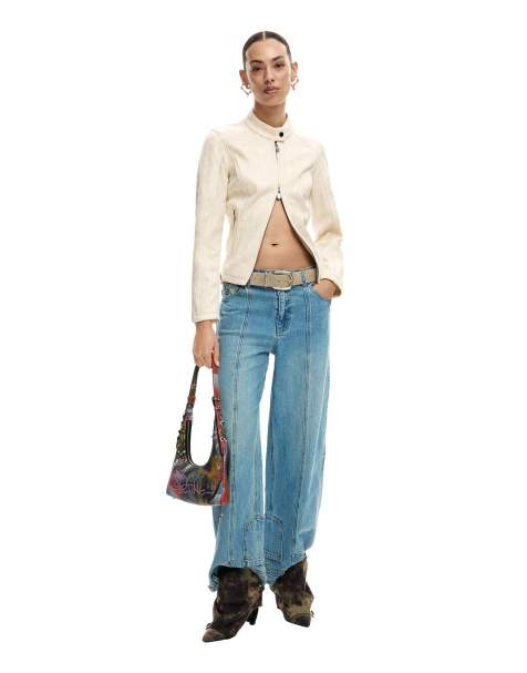 Desigual - Veste à col Mao - Blanc - view 1