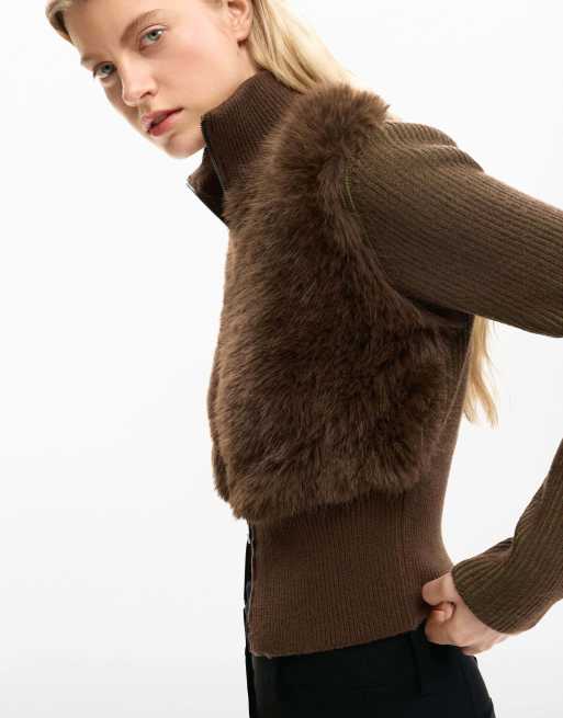 Desigual - Veste en maille - Marron chocolat, 2 de 4