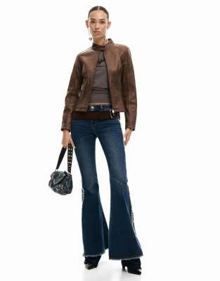 Desigual - Veste en similicuir - Marron
