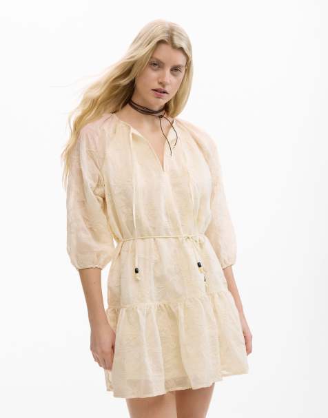 Desigual - Vestido blanco bordado con lazo - view 1