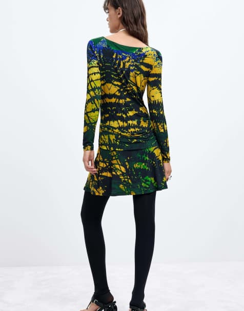 Desigual vestido de punto de manga maxi m. c. lacroix verde - view 1