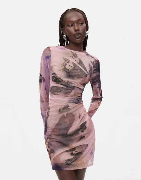 Desigual Vestido estampado con mangas maxi en rosa - view 1