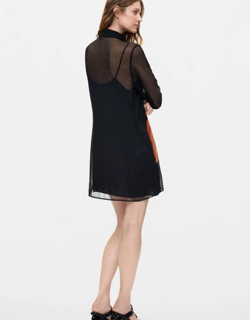 Desigual vestido estampado de flores negro, 2 de 4