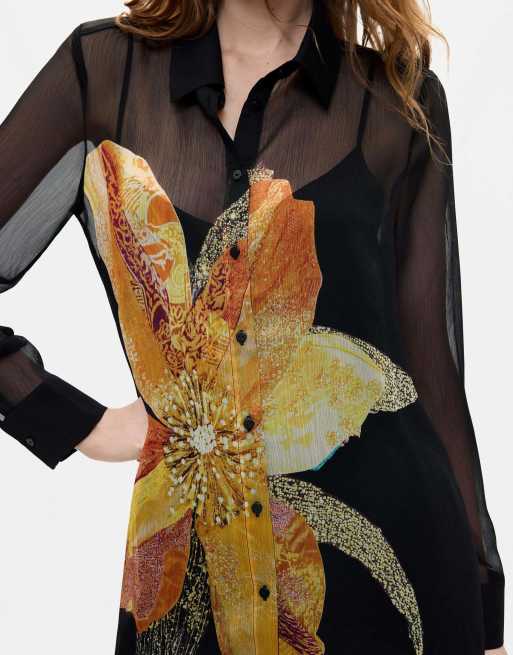 Desigual vestido estampado de flores negro, 3 de 4