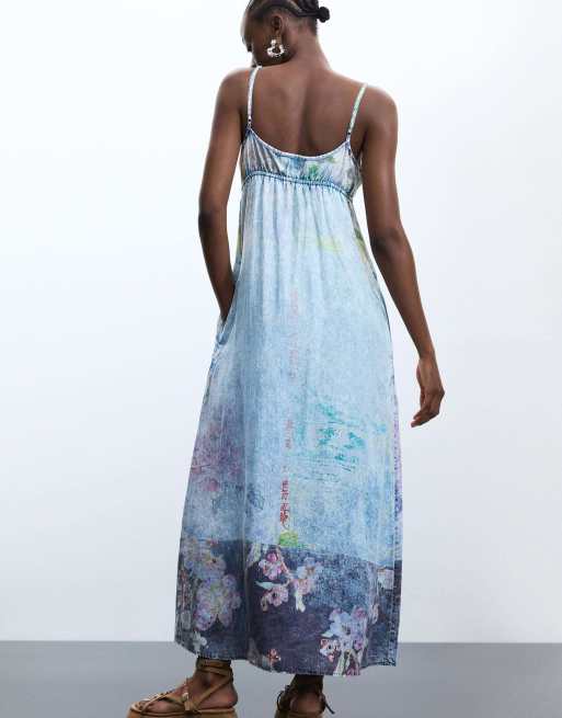 Desigual - vestido maxi vaquero azul con tirantes, 2 de 4