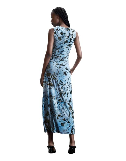Desigual - Vestido midi azul flocado, 2 de 4