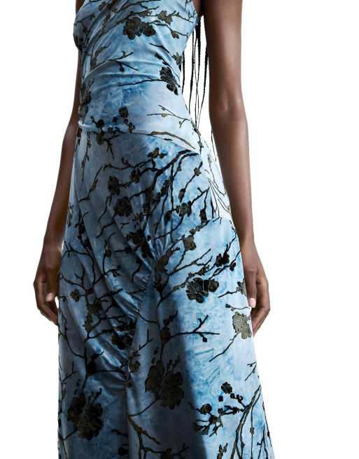 Desigual - Vestido midi azul flocado, 3 de 4