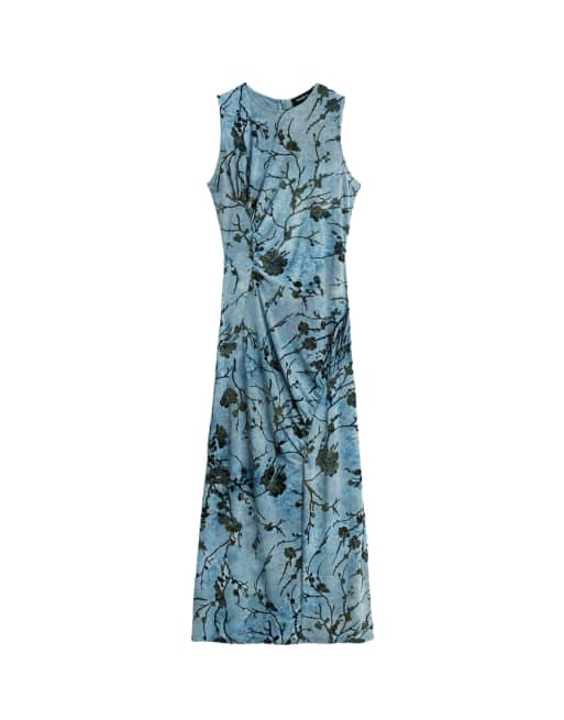 Desigual - Vestido midi azul flocado, 4 de 4