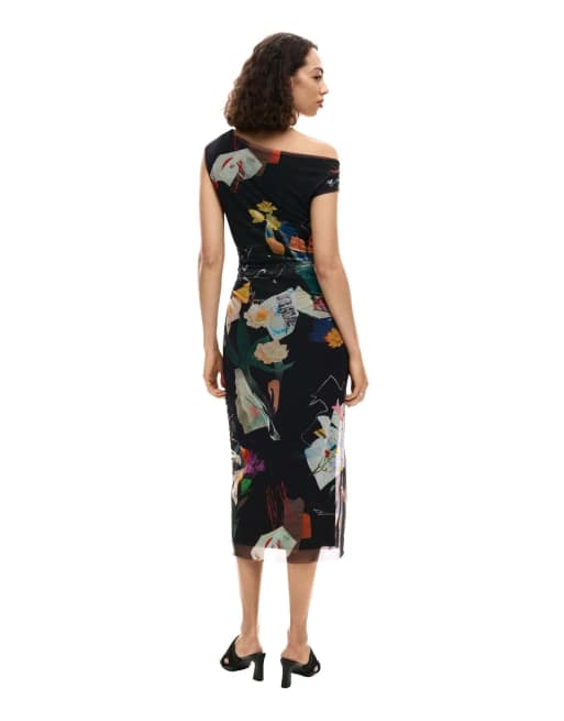 Desigual - vestido midi collage en negro, 2 de 4