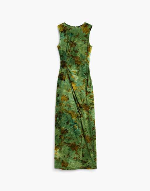Desigual - Vestido midi flocado en verde, 4 de 4