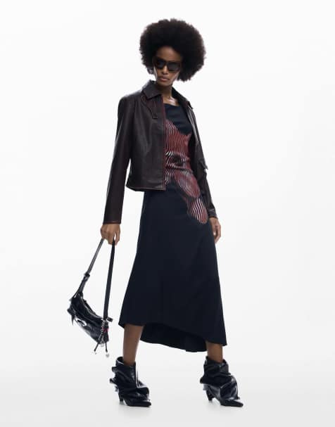 Desigual - Vestido midi negro pixelado - view 1