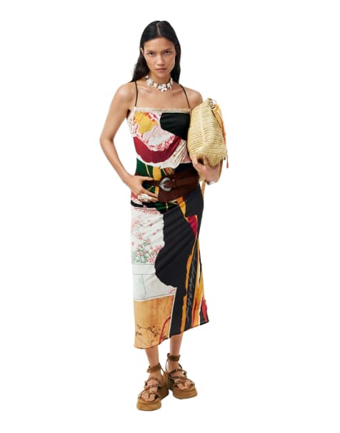 Desigual - Vestido negro de tirantes de punto - view 1