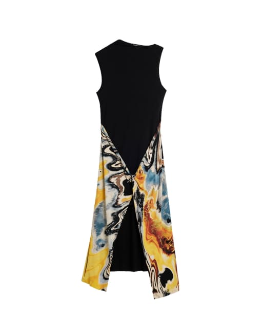 Desigual - Vestido negro estampado sin mangas, 4 de 4