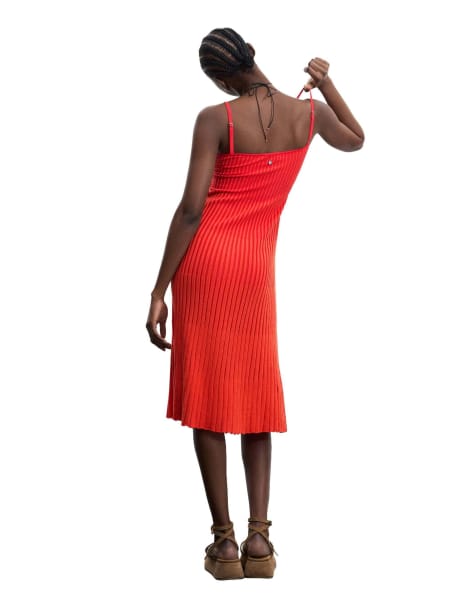 Desigual - Vestido rojo de tirantes de 100% algodón - view 1