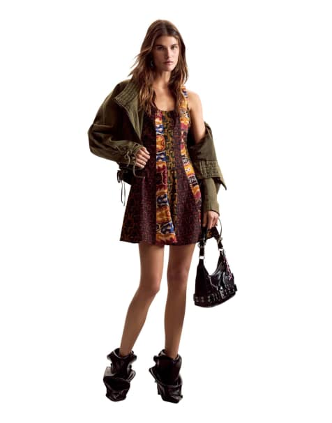 Desigual vestito a spalline disegnato da mr. christian lacroix in verde - view 1