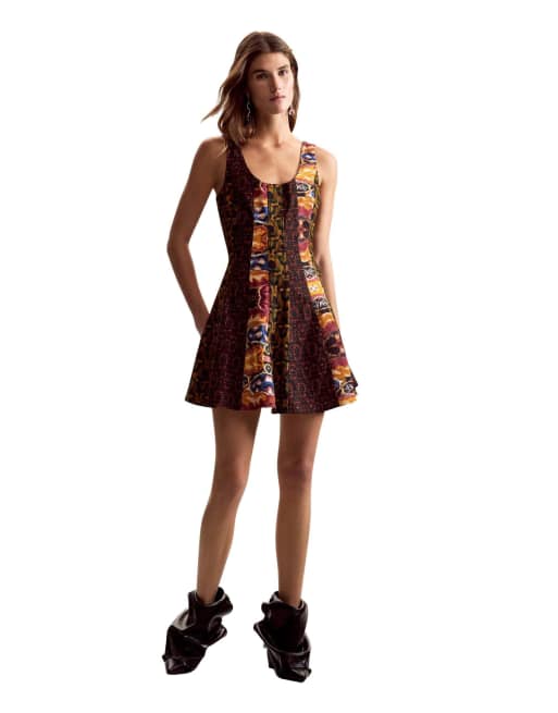 Desigual vestito a spalline disegnato da mr. christian lacroix in verde, 3 di 4