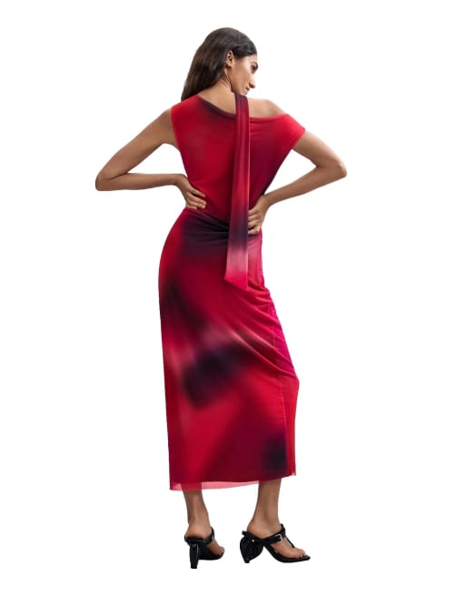 Desigual - Vestito asimmetrico drappeggiato rosa, 2 di 4