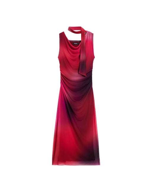 Desigual - Vestito asimmetrico drappeggiato rosa, 4 di 4