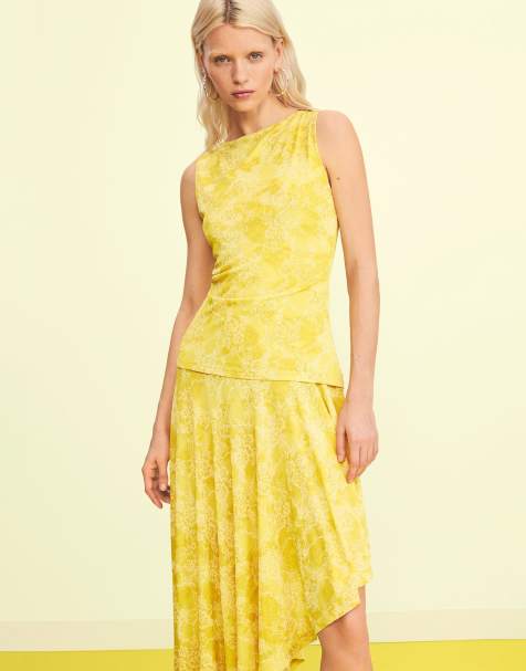 Desigual - Vestito asimmetrico giallo con stampa - view 1
