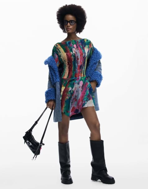 Desigual - Vestito asimmetrico nero arricciato - view 1