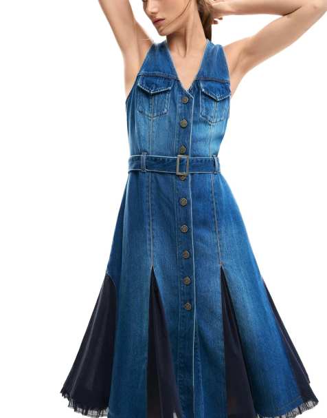 Desigual vestito midi in denim blu - view 1