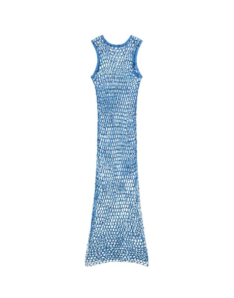 Desigual - Vestito pareo in rete con paillettes blu - view 1