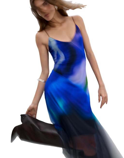 Desigual vestito sottoveste asimmetrico m c lacroix blu, 4 di 4