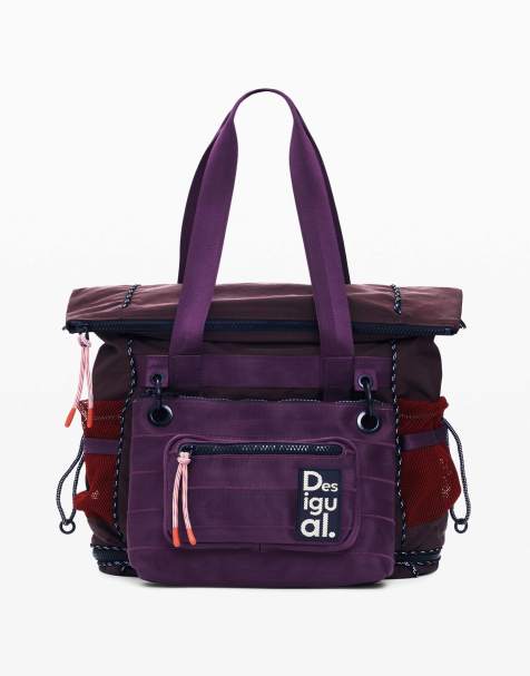 Desigual – Voyager – Großer, vielseitig tragbarer Rucksack in Rot und Lila - view 1