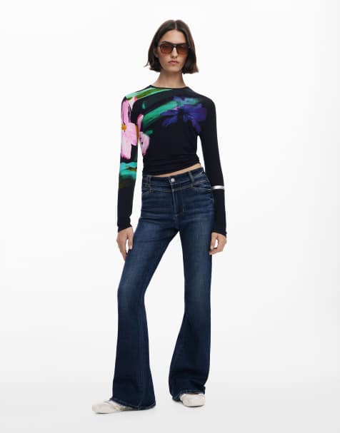 Desigual Washed flared jeans in blue - view 1