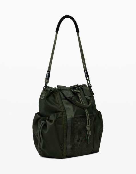 Desigual Waxed multi-position backpack in green - view 1