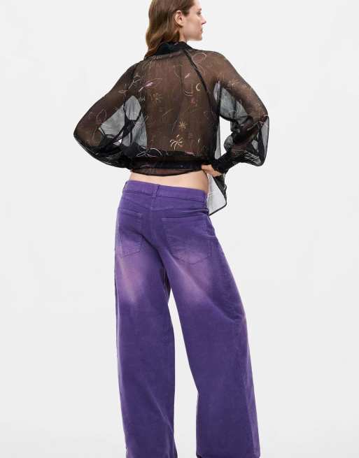 Desigual Wide-leg corduroy trousers in purple, 2 of 3