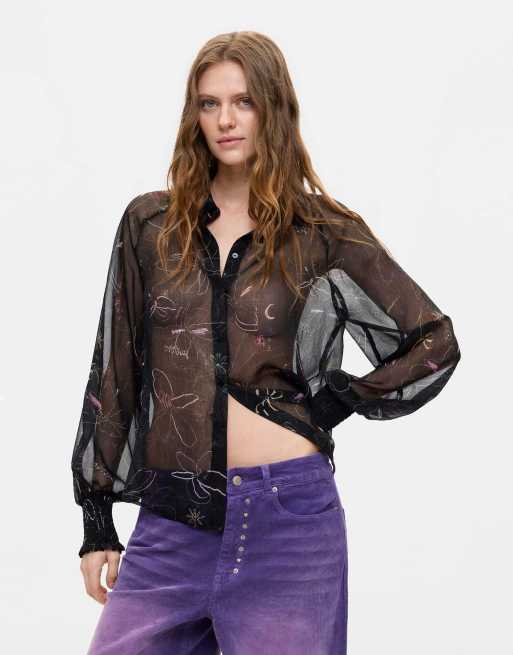 Desigual Wide-leg corduroy trousers in purple, 3 of 3