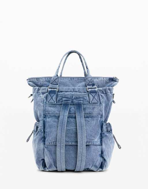 Desigual zaino grande in denim blu, 3 di 4