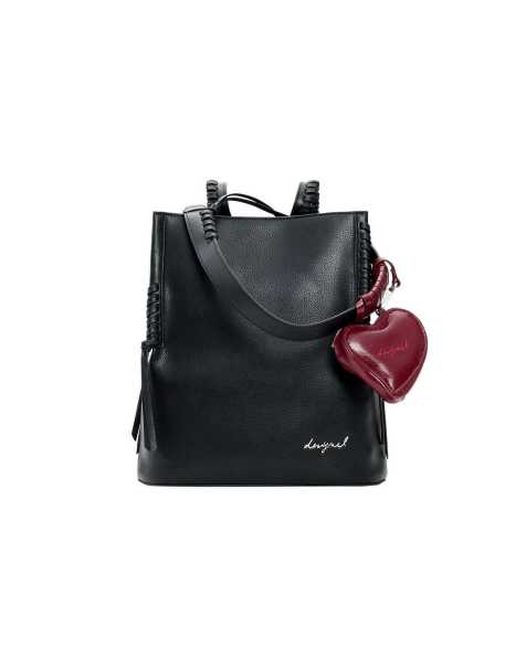 Desigual - Zaino medio nero con ciondolo a cuore - view 1